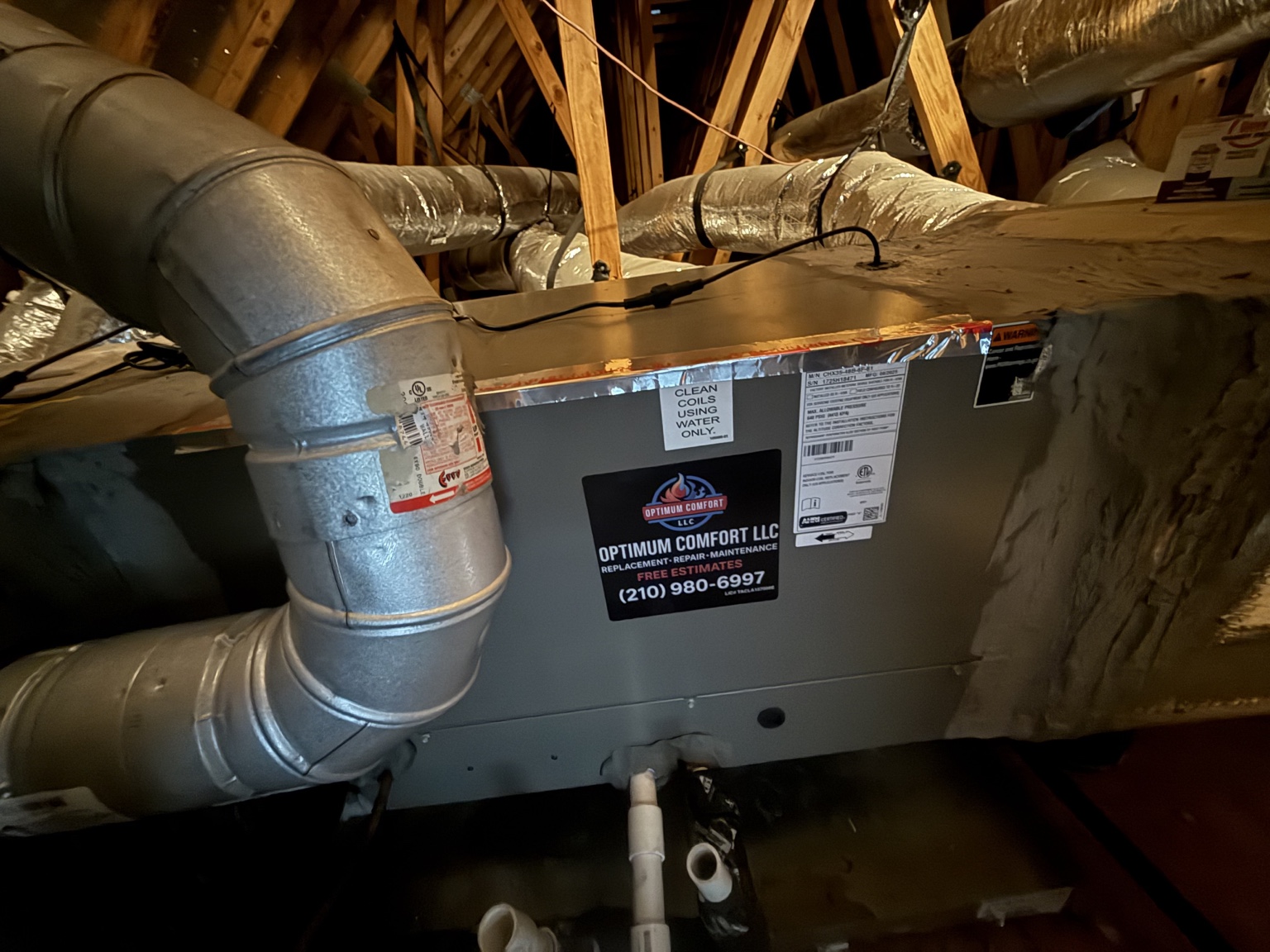 Air handler installation in attic