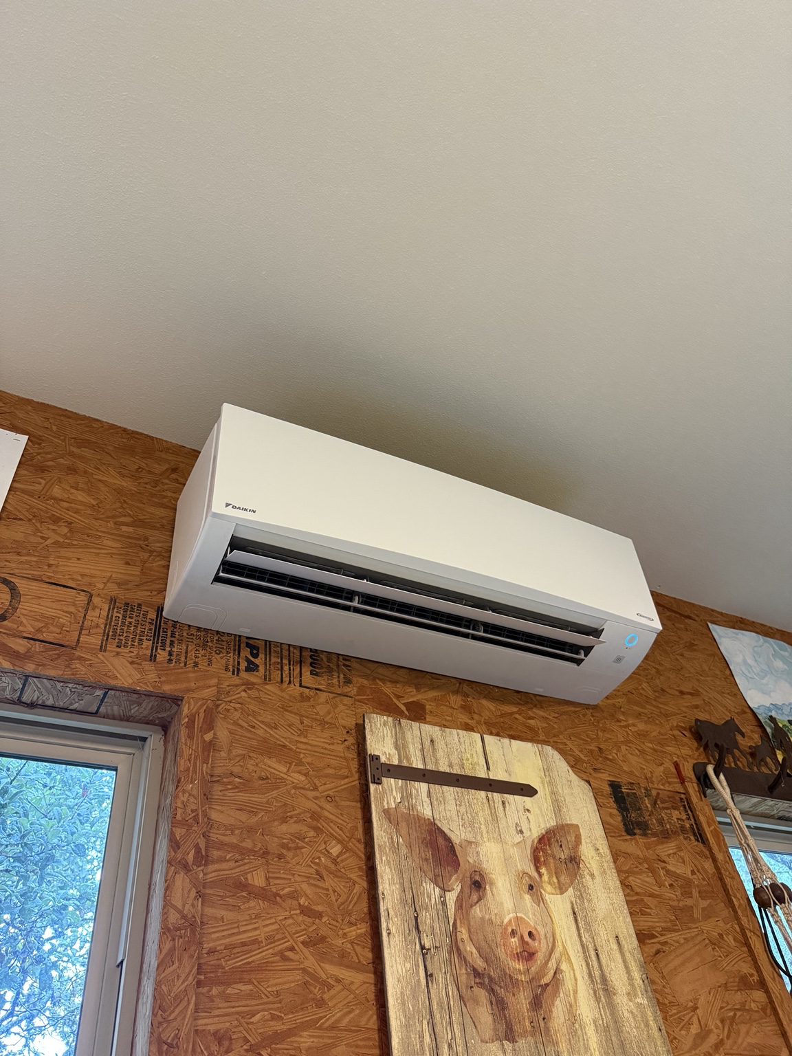 Mini split indoor unit installed on wall
