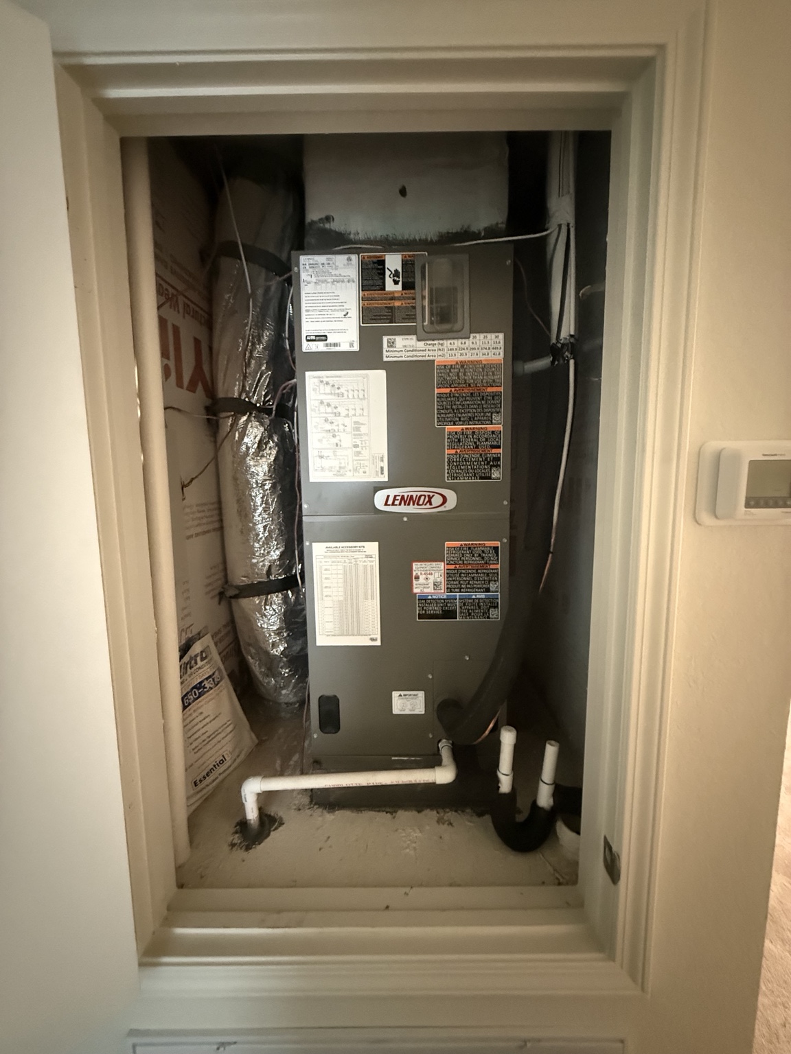Indoor HVAC system installation in closet